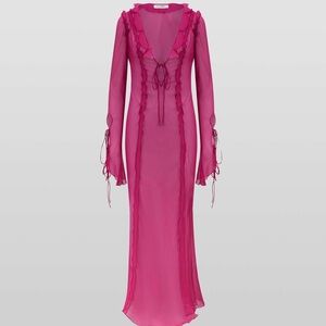 Rat & Boa Fuchsia Ruffle-Trim Maxi Dress